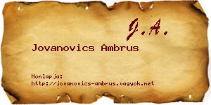 Jovanovics Ambrus névjegykártya