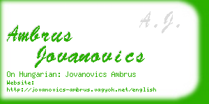 ambrus jovanovics business card